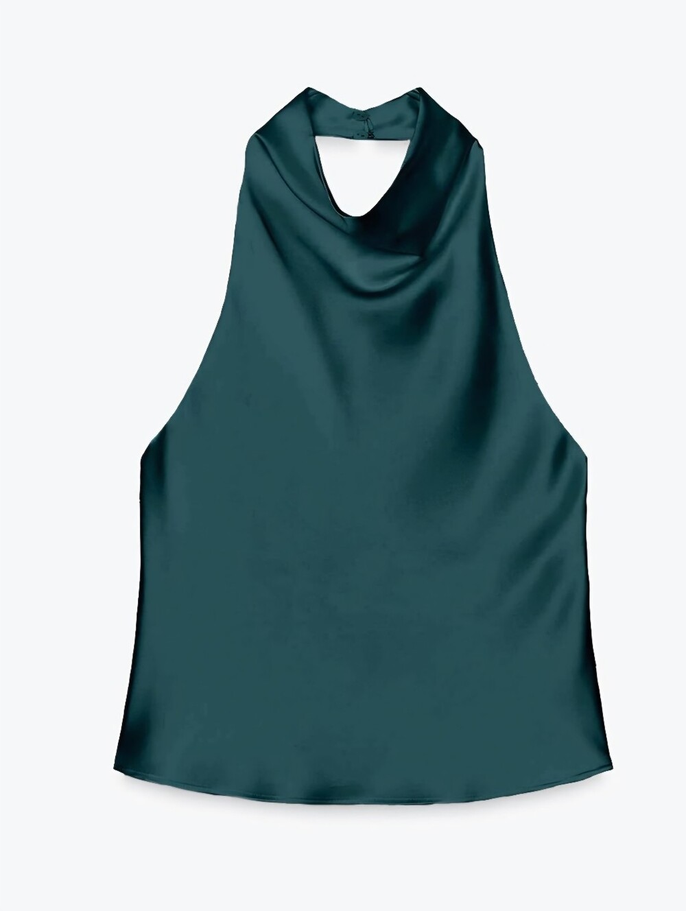 NWT Satin Halter Tank Top Size Large | Elegant Draped Neck Summer Blouse - Picture 4 of 5